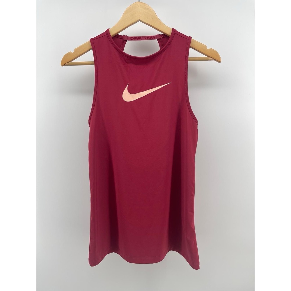 Nike Pro Tank Top Womens XS Extra Small Sangria Red Sleeveless Open Back Dri Fit